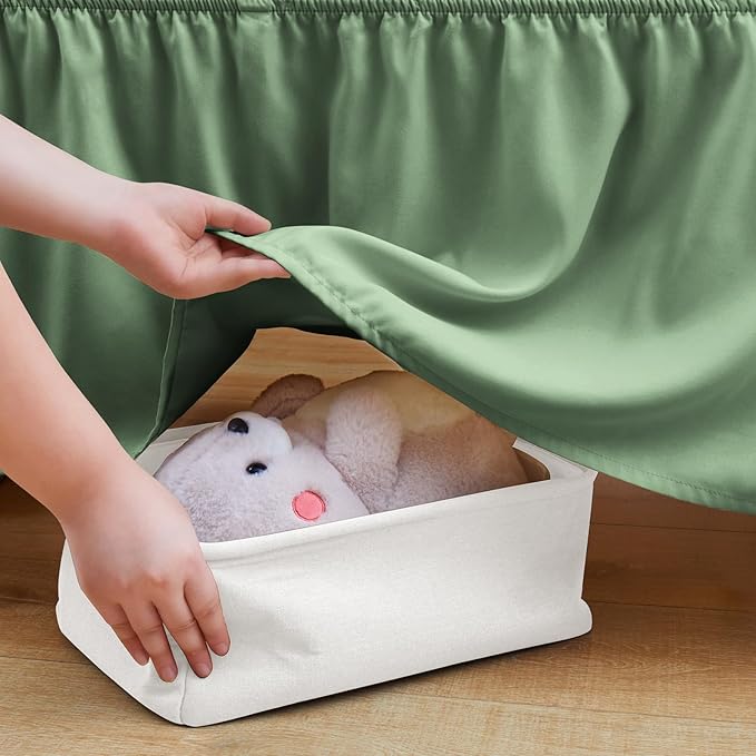 SiinvdaBZX 2-Piece Set Ruffled Crib Skirt & Soft Microfiber Fitted Crib Sheet, 52"x28" + Adjustable Elastic 14" Drop, Fit for Baby Standard Crib & Nursery Toddler Bedding (Sage Green)