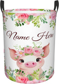 Personalized Pig Laundry Basket For Baby Kids Boys Girls Adult Custom Hamper Basket With Name For Bathroom Bedrooms Collapsible Baby Dirty Clothes Hamper With Handles