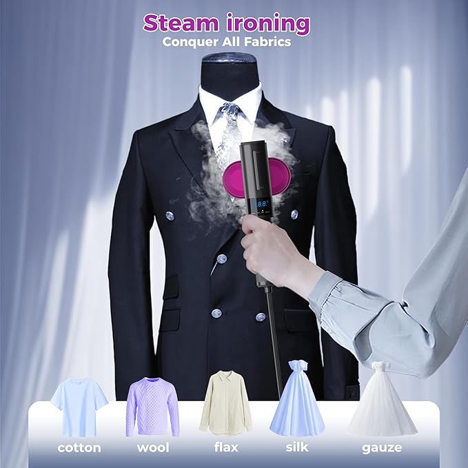 Portable Travel Steamer for Clothes, Fast Wrinkle Remover Garment Steamer for Home & Travel, 2-in-1 Iron & Steam with 90°Rotatable Head, Handheld Iron Steamer with 100ml