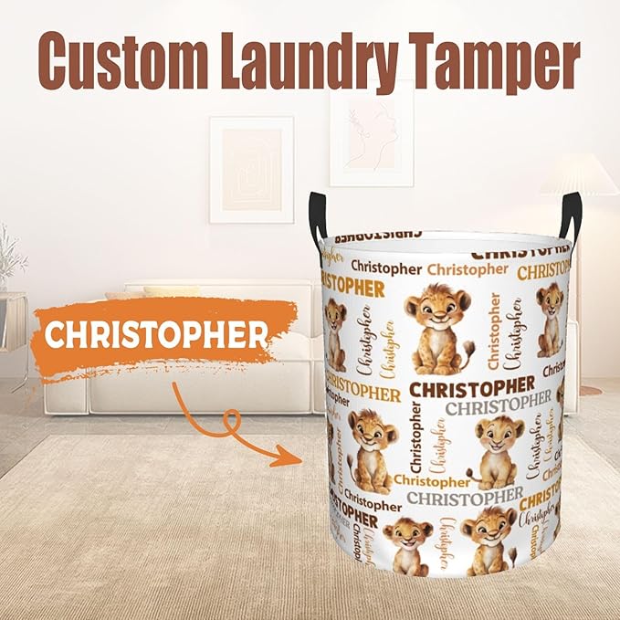 Custom Name Laundry Hamper, Personalized Laundry Basket with Name for Baby Boys Girls, Customized Collapsible Dirty Clothes Hamper Storage with Handles for Bedroom Bathroom Dorm Room Decor