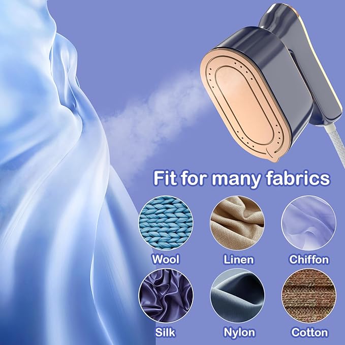 Travel Steamer Iron for Clothes - Portable Ironing Machine Small Size Portable Steamer Travel College Dorm Home Essentials (Blue)