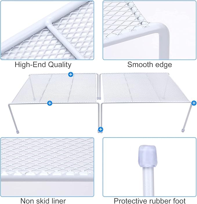 SIBAO Set of 2 Mesh Kitchen Shelves Cabinet Storage Shelf Rack (13.1 x 10.2 Inch) ，Kitchen Bathroom Pantry Cupboard Desk Home Office, Fridge, Cabinet, Bathroom Cupboard (White)