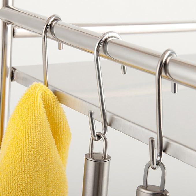 YourGift 10 Pack Heavy Duty S Hooks Silver S Shaped Hooks Hanging Hangers Hooks for Kitchen, Bathroom, Bedroom and Office: Pan, Pot, Coat, Bag, Plants(10 Pack/Silver/Small)