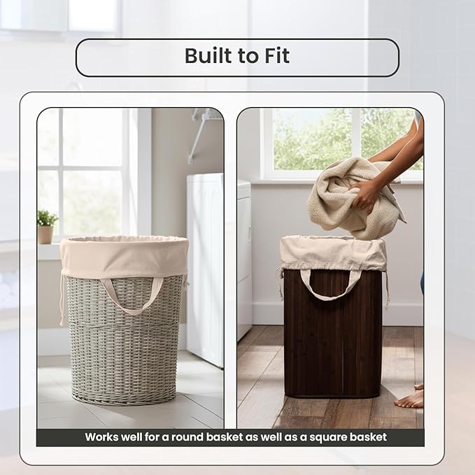 LFH Home Large Premium 100% Cotton Canvas Laundry Bag with Drawstring and Handles Heavy Duty, Multi-Use, and Washable for Home, Travel, College or Storage 20x30 (Pack of 4)-Natural