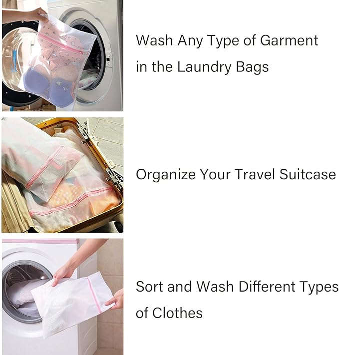 Casaphoria 5Pcs Bra Laundry Bags for Washing Machine, Large Travel Lingerie Laundry Bags for Dirty Clothes, Underwear Mesh Wash Bags for Delicates