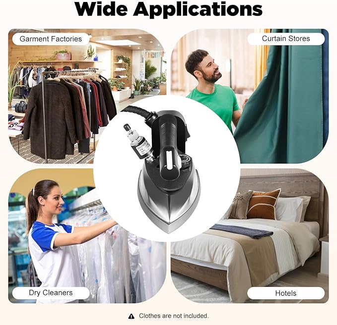 Steam Iron for Clothes Industrial Electric Steam Iron 1000 Watts Industrial Gravity Steam Iron Commercial Steam Iron Machine + 3L Water Tank
