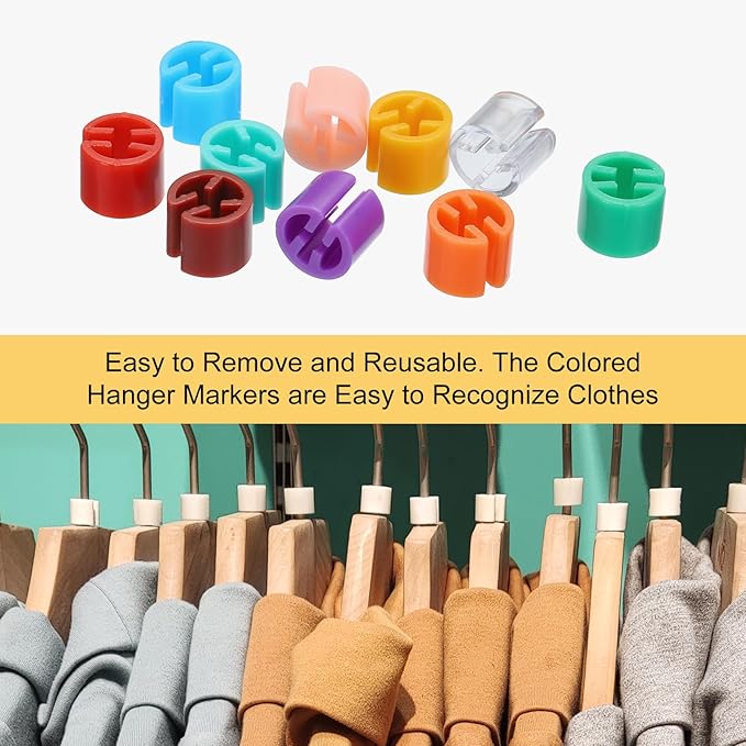 MECCANIXITY Clothes Hanger Markers Blank Tag, Fit 3.5mm Rod for Garment 12 Color, 300pcs
