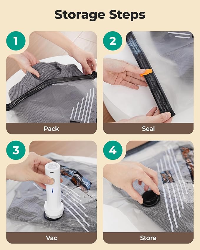 BAGSMART Rechargeable Wireless Pump Travel Storage Bags Set, Portable Space Saver Bags for Travel & Home, Vacuum Compression Seal Bag for Clothing- 21 combo bags