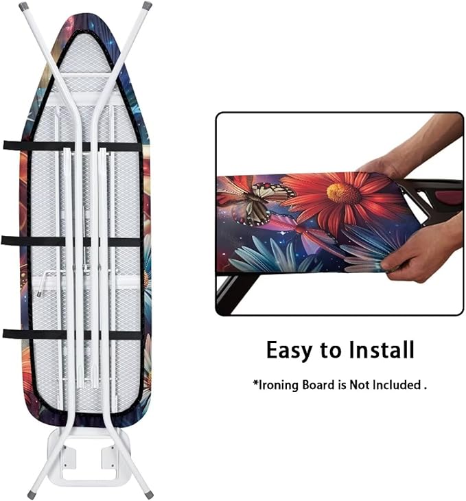 Butterfly 15x54 Ironing Board Cover USA Flag Elastic Edge Applicable Standard Size Iron Board Cover Comfortable Replacement