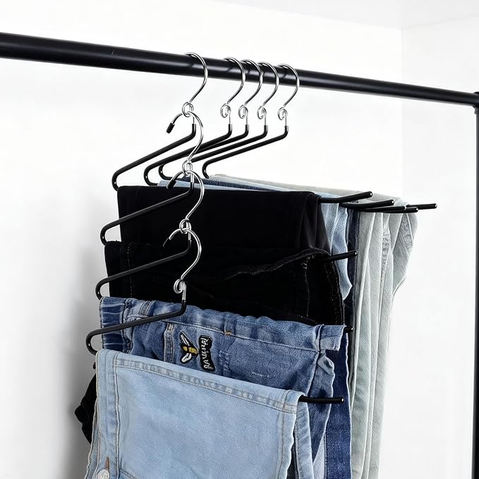 Pants Hangers Space Saving - 20 Pack Non Slip Metal Hangers for Closet Multiple Layers,Open Ended Pants Hangers for Jeans Trouser Slacks