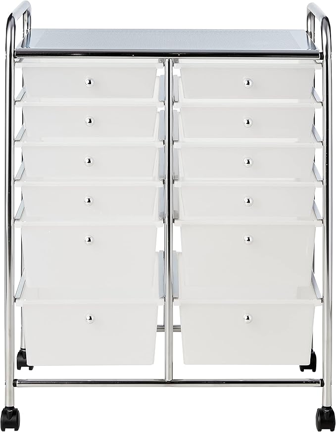 Whitmor Chrome and Plastic 12-Drawer Storage Cart