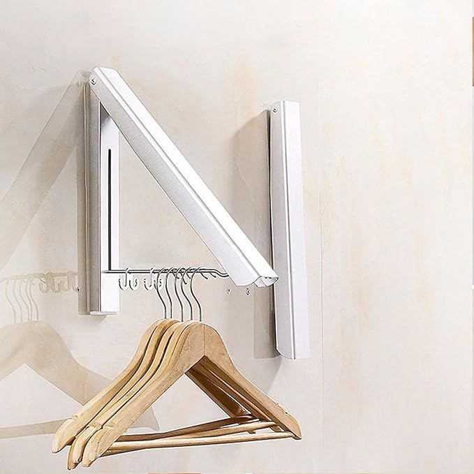 Clothes Drying Rack, Laundry Racks for Drying Clothes, Closet Storage Organization Wall Mounted Retractable Clothes Hanger for Laundry Room, Garage, Indoor & Outdoor Use, Slim Design Aluminum