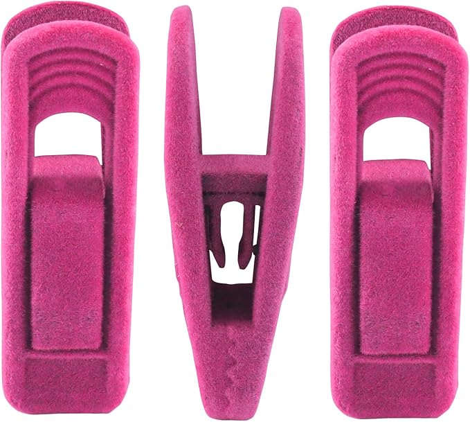 30 Pack Hot Pink Velvet Hanger Clips, Strong Hanger Clips Perfect for Organizing Skirts/Pants/Thin Felt Hangers