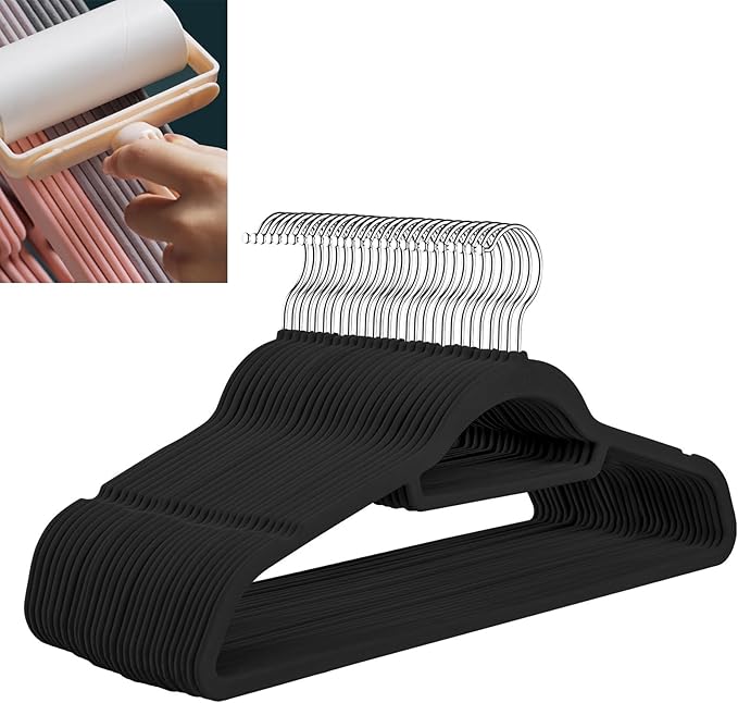 Velvet Hangers,Felt Hangers,Non-Slip Clothes Hanger, Multifunctional Space Saving Clothes Hangers for Wedding Dress & Dress Clothes(Dark Grey 3,40pcs)