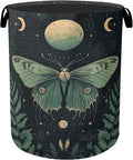 Gothic Moon Moth Foldable Laundry Hamper - Waterproof Fabric Storage Basket with Handles, Clothes Hampers for Laundry,Bedroom,Dorm