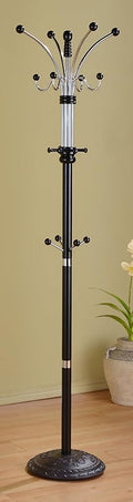 Six Foot Wood and Chrome Coat Rack Black Finish