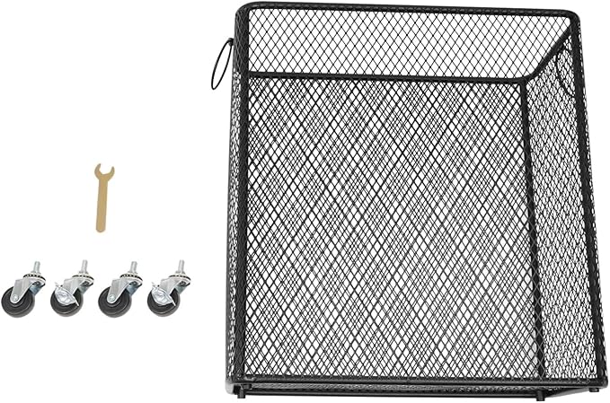 Rolling Laundry Basket Cart, Metal Laundry Hamper with Wheels, Laundry Organizer Basket Cart, Clothes Storage Organizer Hamper for Living Room,Bathroom,Closet (Black, Rectangular)