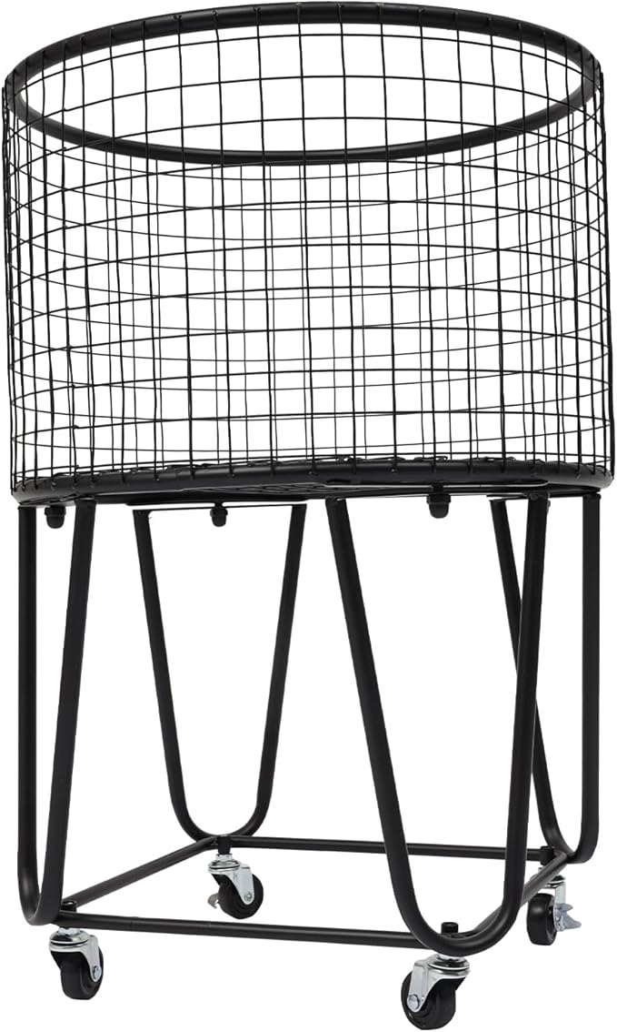 Wire Metal Deep Set Rolling Laundry Basket,Mesh Wire Laundry Basket Storage Cart for Bathroom Bedroom Dirty Clothes Storage (G)