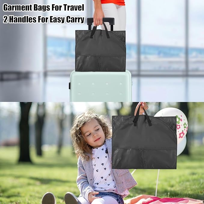 1 Pack Garment Bag for Travel Storage,Dance Costumes Competition Bag,Girls Dress Recital Dance Bag Kids Garment Bags for Hanging Clothes,Clear Cheer Uniform Garment Bag.Black