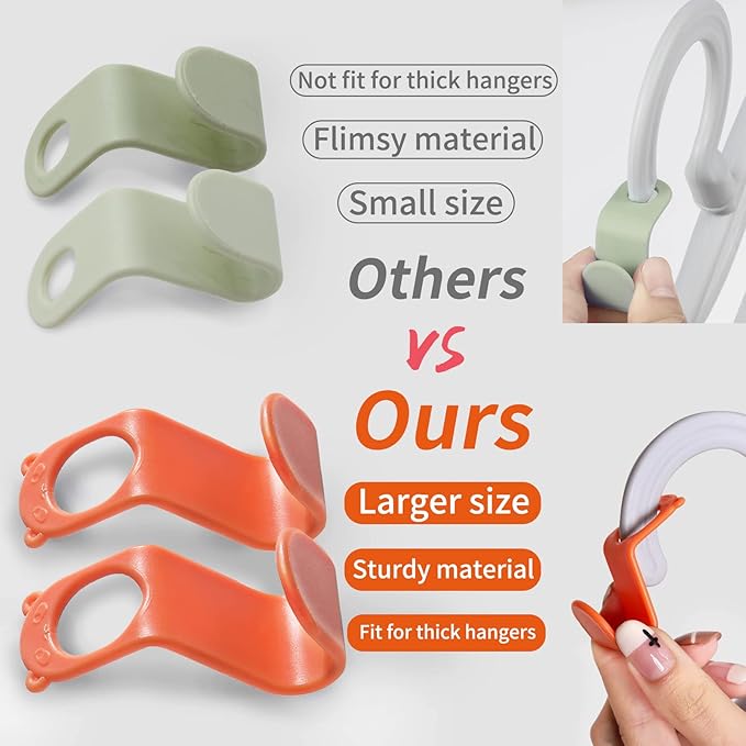 SLMT Space Saving Hanger Extender Hooks - 200PCS, Fits Plastic, Velvet, Wooden, Wire & Heavy Duty Hangers Closet Organizer