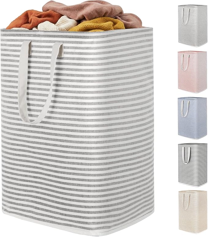 Lifewit 1 Pack Laundry Hamper Large Collapsible Laundry Baskets, Freestanding Waterproof Clothes Hamper with Easy Carry Handles in Laundry Room Bedroom Bathroom College Dorm, Grey, 80L