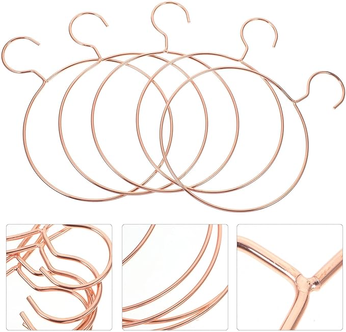 5 Ppack All Belt/Scarf Ring Hangers, STOBAZA Metal Belt Hanger Scarf Hangers for Closet Organization, Space-Saving Closet Storage Rings for Belts Ties Scarves and Accessory Storage