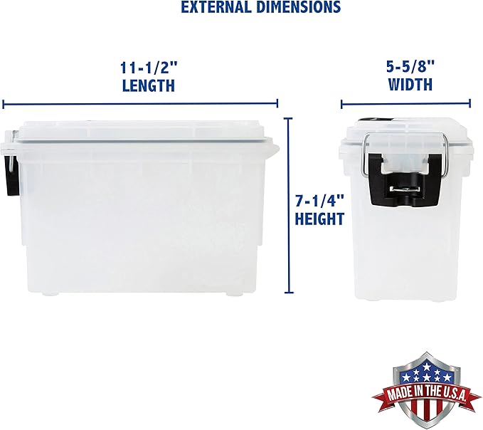Sheffield 12635 Ammo Storage Box, Stackable .30 Cal Field Boxes, Water and Dust Resistant, Lockable Storage Box with Handle, Secures Hunting Gear, Supplies, and Bullets, Made in USA, Frost, 1-Pack