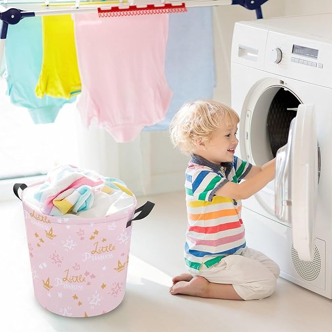 Pink Princess Laundry Basket Princess Room Decor Dirty Clothes Kids Laundry Hamper Girls Room Decor Girls Hamper