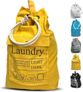 Teeo - Laundry Bag - Dorm Room Essentials - Travel Laundry Bags - College Essentials - Backpack Large Spacious 25”X20” Drawstring 100% Sturdy Cotton Canvas, Hamper Storage Organizer (Yellow)