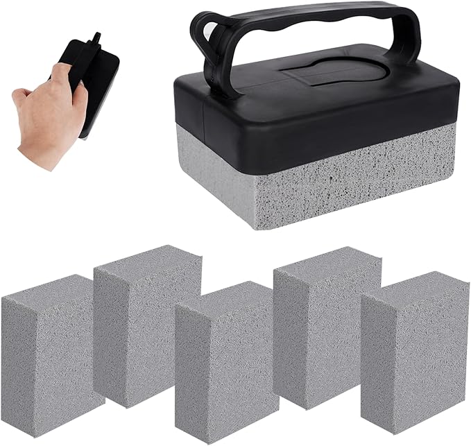 6Pcs Hand-Held Pumice Stone for Cleaning, Wide Pumice Stone for Pool Tile Cleaning Oven Toilet, Grill Stone Cleaning Block Removing Stains Rust, Underwater Pool Pumice Stones Tiles Cement Stove
