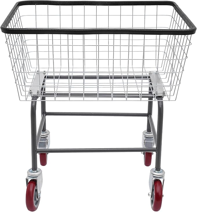 20''x15.7''x26" Wire Laundry Cart, 2.5 Bushel Wire Laundry Basket with 4" Wheels Commercial Laundry Cart Rolling Laundry Basket for Laundry Clothes Storage