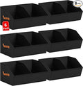 Closet Organizers and Storage Bins - 6 Pack Collapsible Divided Trapezoidal Cube Storage Bins Baskets with Orange Handle for Organizing Clothes Blankets, Toys, Books, Towels(Black)