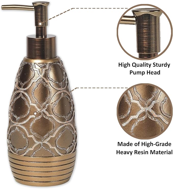 Zahari Home Spindle Stylish Soap Dispenser Set - Modern Print Design for Kitchen and Bathroom - Lotion Pump, Dish Soap, Hand Sanitizer, Hand Soap - Cute and Practical