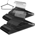 Clothes Hangers 50Pack,Black Metal Hangers with Tie Bar,Non-Slip Heavy Duty Hanger with Shoulder Notches for Dress and Camisole,Space-Saving Shirt Hanger（Black）