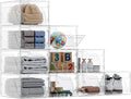 10 Pack Upgraded XX-Large Closet Organizers and Storage with Magnetic Door, New structure is more stable, Thicken & Sturdy Clear Stackable Interconnectable Shoe Box for Entryway, Under Bed