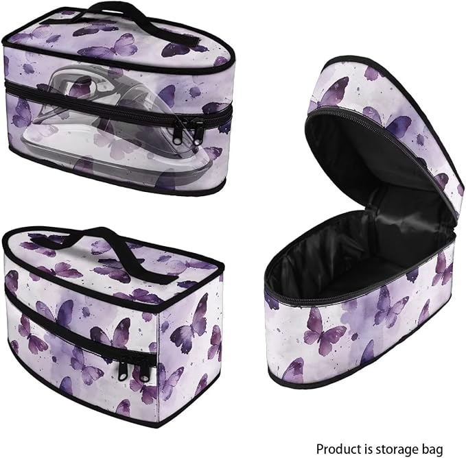 Butterfly Print Steam Iron Case Portable Travel Iron Organizer Handheld Steamer Holder with Handle Waterproof Travel Accessories, Case Only
