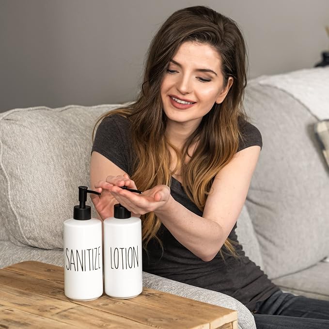 Heartland Home Porcelain 16oz Lotion Dispenser - Kitchen, Bathroom or Bedroom Lotion Pump Bottle