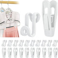 Tinfol White 60pc Clothes Hanger Connector Hooks and 20pc Hanger Clips, Stackable Space Saving Hook - Hangers Finger Clips, Hangers Organizer Accessories for Closet Organizers