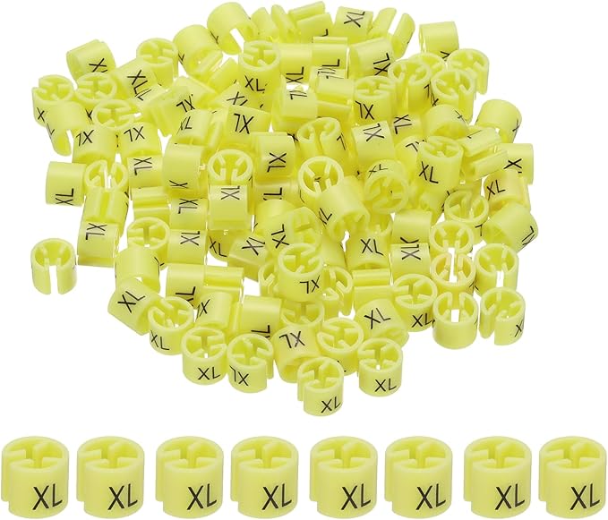 PATIKIL 300 Pcs Clothes Hanger Markers XL Fit Rod Garment Size Tag Hanger Clips Round Color Coding Label for Clothing, Yellow