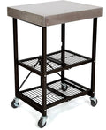 Origami Foldable Kitchen Island Cart, Rolling Storage Table Organizer with Wheels, Black