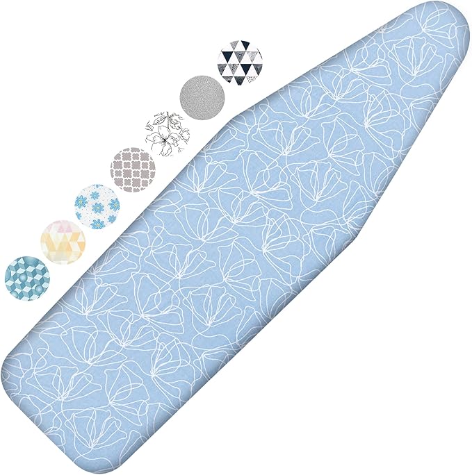 Ironing Board Cover and Pad, 21x54 Extra Large Thick Iron Padding, Scorch & Stain Resistant Ironing board cover, Heavy Duty Iron Board Padded with Adjustable Fasteners Durable Elastic Edge, Sky Blue