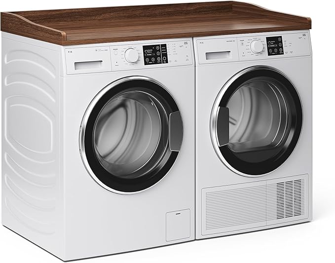 Washer Dryer Countertop, 54" W x 27.5"D Washer Dryer Topper with Non-Slip Mat, Laundry Countertop Organizer for Folding Clothes, Walnut
