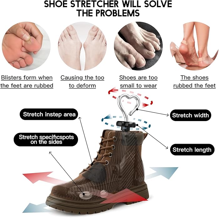 Shoe Stretcher Women Men, Boot Stretcher Wide Feet, 4-Way Shoe Widener & Expander for Stretch Length & Width