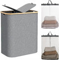 150L Laundry Basket with Lid, Large 2 Compartments Laundry Hamper with Handles & laundry bag Removable in Laundry Room, College Dorm, Bathroom, Bedroom (grey)