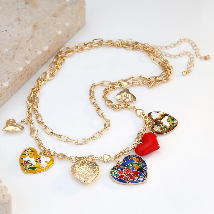 Chunky Gold Necklace for Women Gold Evil Eye Cowboy Pendant Necklace Dainty Paperclip Chain Vintage Luck Amulet Choker Necklaces Celestial Jewelry Gift