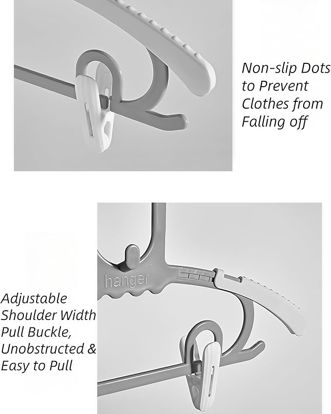 Baby Kids Clothes Hangers with Clips, 10 Pack Toddler Infant Childrens Hanger for Closet, Plastic Adjustable Stackable Hangers for Baby Clothes