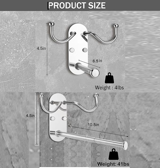 Clothes Hanger Storage, Retractable Clothes Hanger Storage Organizer, Damage Free Hanging Wall Hangers for Hanging in Living Spaces, Silver