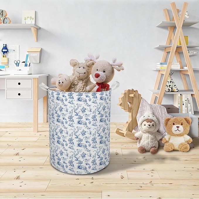 Chinoiserie Golden Retriever Laundry Basket Hamper, Grandmillennial French Country Golden Retriever Foldable Clothes Toys Books Storage Box Bins Baskets Organizer for Bedroom Bathroom Home