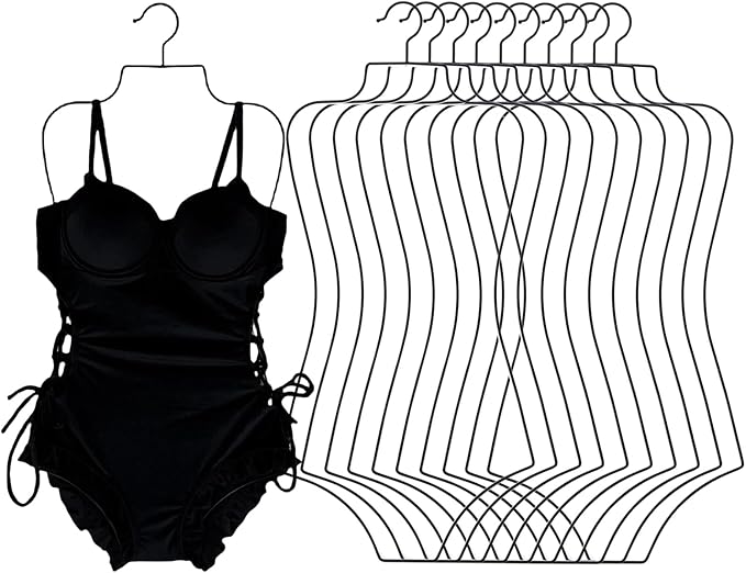 Body Shape Swimsuit Bikini Hanger Wire Display Hangers for Lingerie Bathing Suits Swimwear Clothes Coat (20, Black)