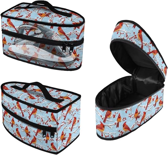 Christmas Bird Iron Portable Storage Bag Fits for Accessories Travel Irons Reusable Colorful Clothes Iron Storage Case with Zipper Closure